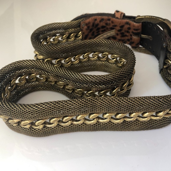 Nanni Leopard and Gold Metal Belt Sz 34
